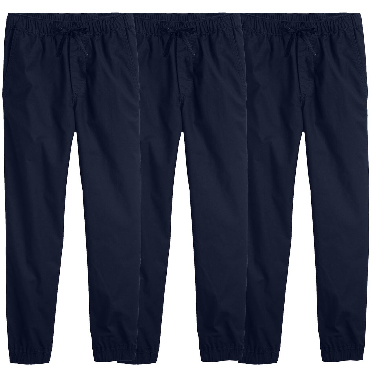Galaxy by Harvic Boy's Slim Fitting Cotton Stretch Classic Twill Joggers 3 Pack